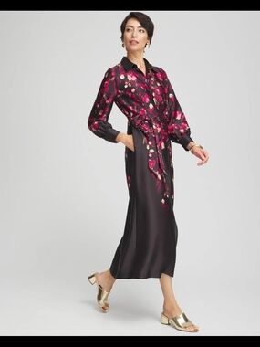 Leaf Print Shirt Dress